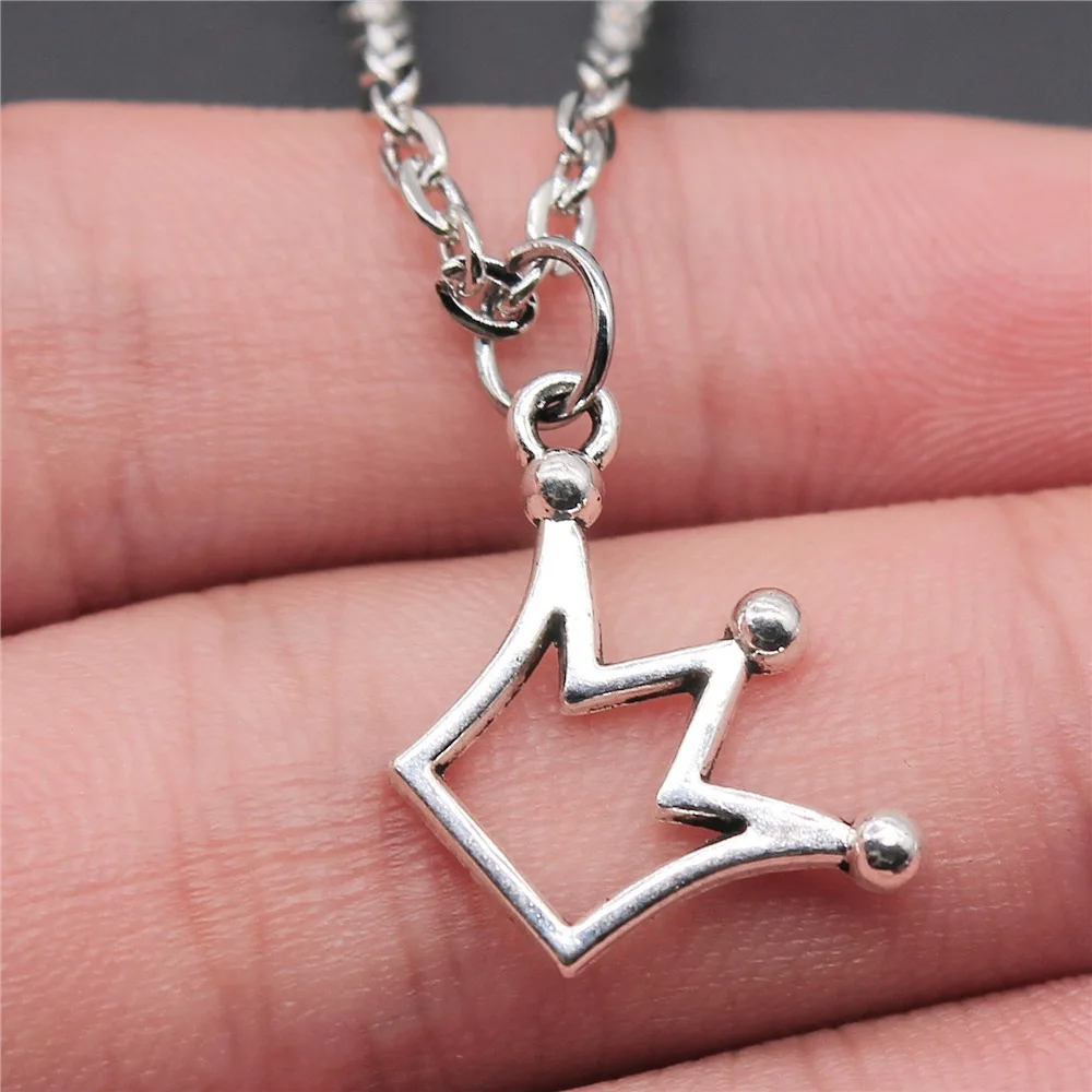 

Dropshipping Antique Silver Color 20x13mm Small Crown Pendant Necklace For Women