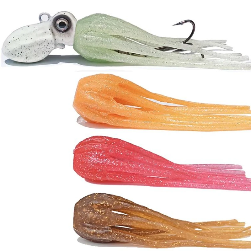 

Light Up Fishing Squid Soft Lures Long Tail Soft Octopus Sea Angling Wobbler Lures Squid Jig Fishing Tuna Lures