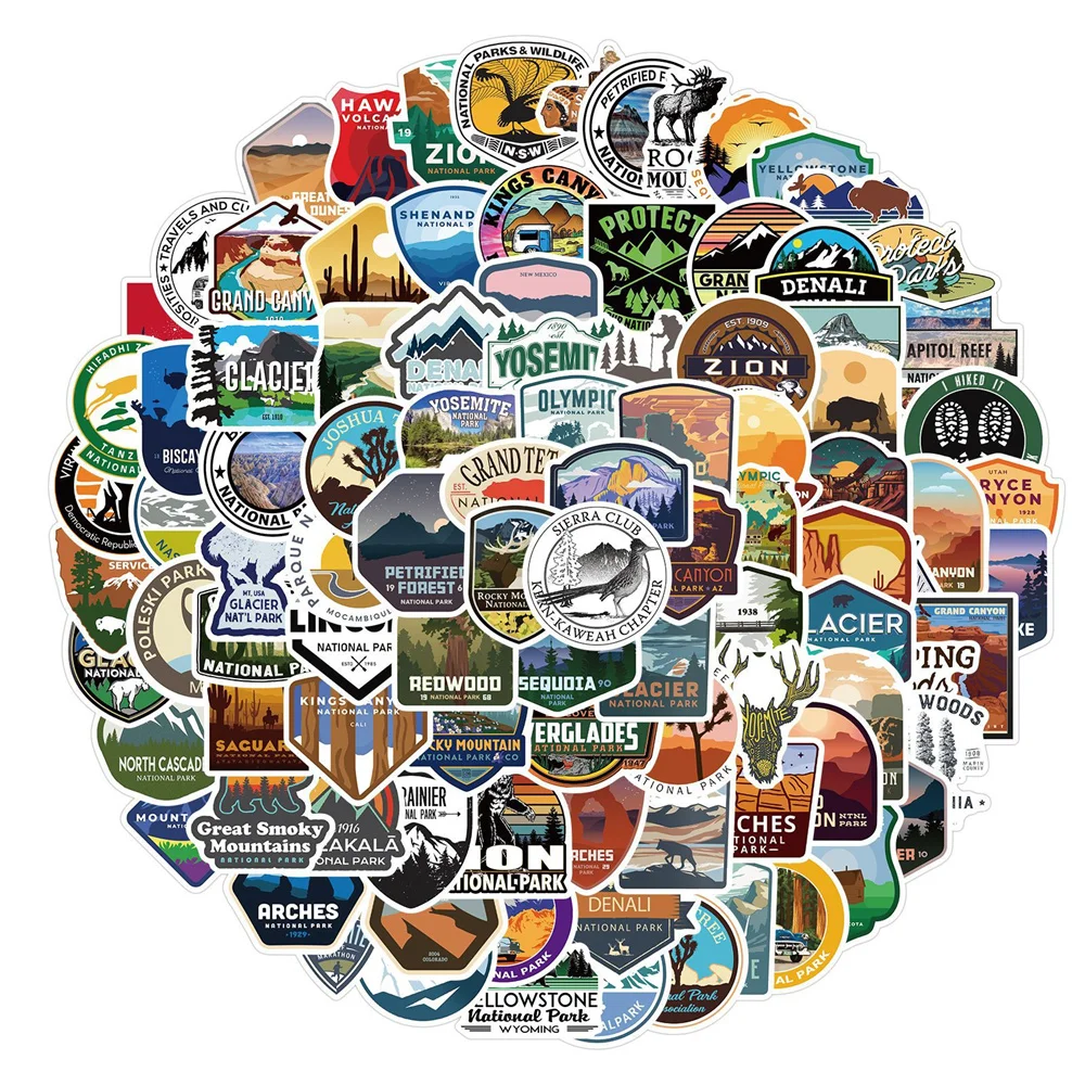 

10/30/50PCS National Park Graffiti Waterproof Sticker Creative Trend Decoration Refrigerator Skateboard Water CupHelmetWholesale