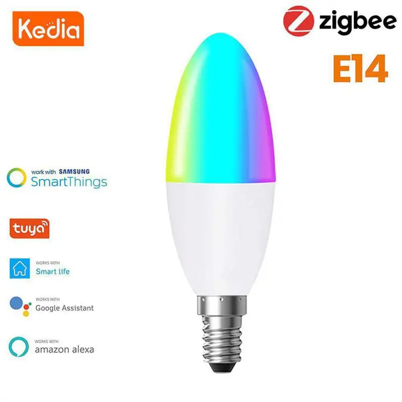 

E14 Led Candle Light Bulb Voice Control Group Control Rgbcw Dimmable Light Lamp Color Adjustment Adjustable Timer Setting Lamp