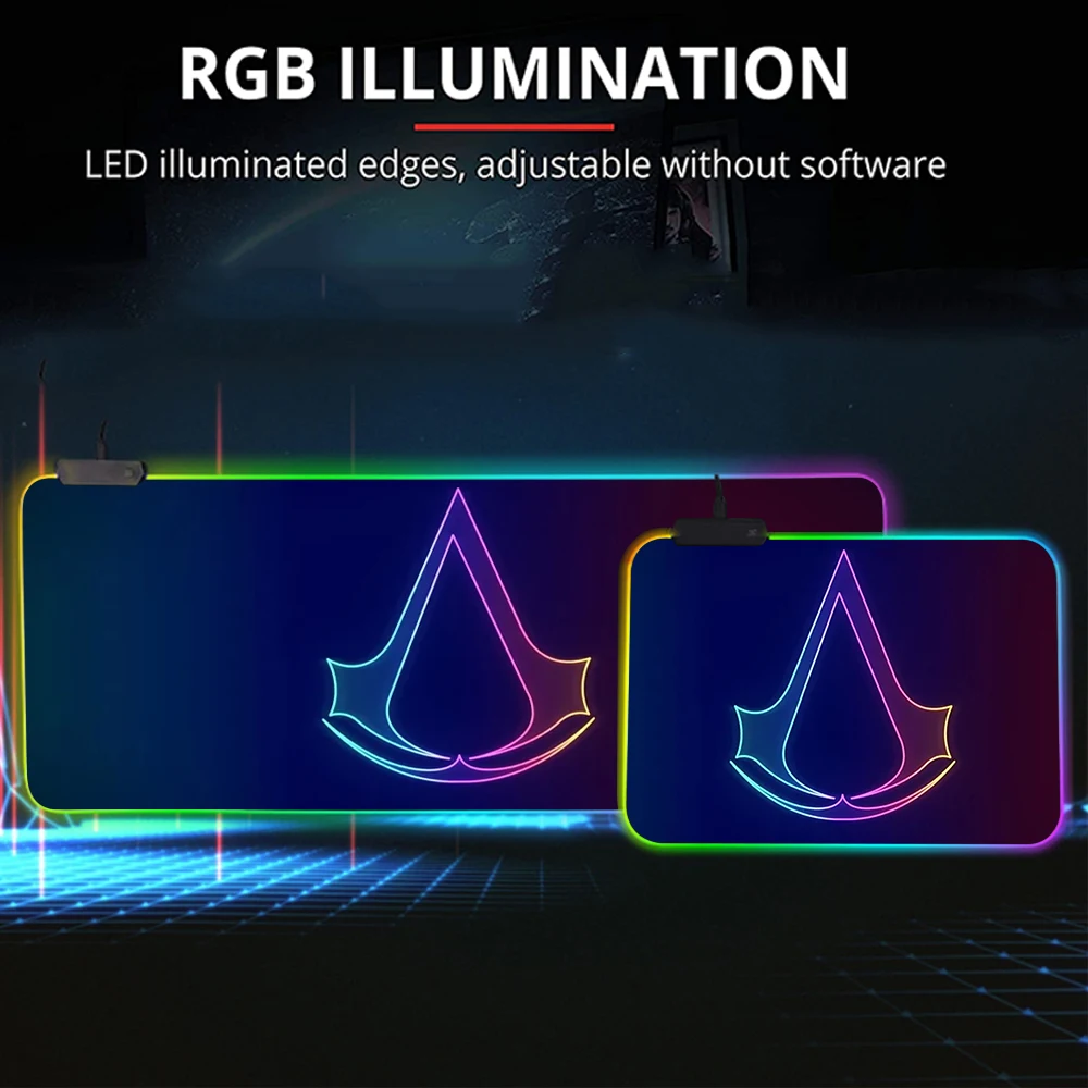 assassins creeds game led mouse pad rgb rug mouse mat laptop mini pc gaming accessories keyboard play mat with backlight for pc free global shipping