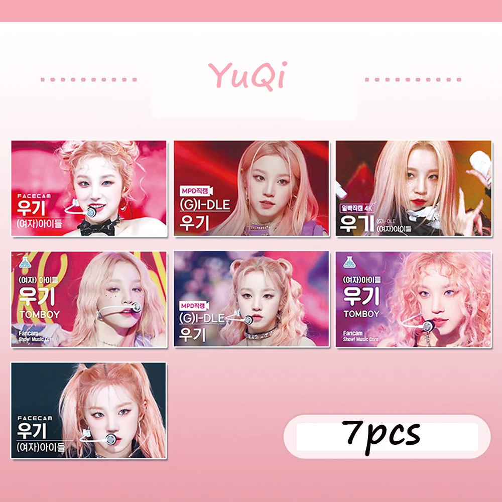 

7 шт. KPOP (G) фотография реального музыкального шоу с крышкой фотокартой фриллированная Фотокарточка YUQI ShuHua MiYeon SoYeon MINNIE Поклонники подарок