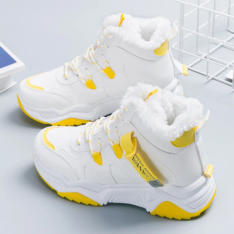 Fleece-Lined Clunky Sneaker Women's Autumn and Winter  New Sports Shoes Tide Shoes Internet-Famous Casual Shoes Cotton Shoes