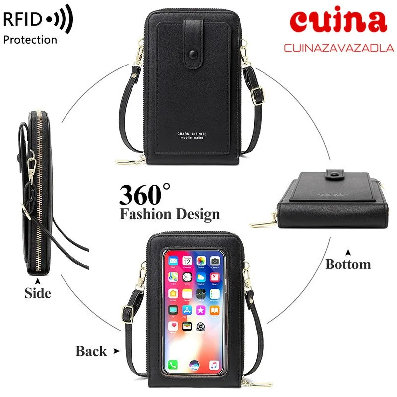 

Long Women's Wallet Female Touchscreenrfid Coin Purse Card Holder Wallets Female Pu Leather Clutch Money Bag Pu Leather Wallet