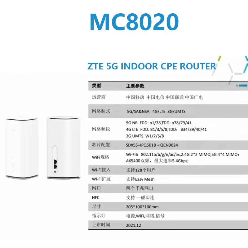 Модем CPE Wi-Fi ZTE MC8020 два диапазона 5400 Мбит/с до 128 пользователей | Компьютеры и офис
