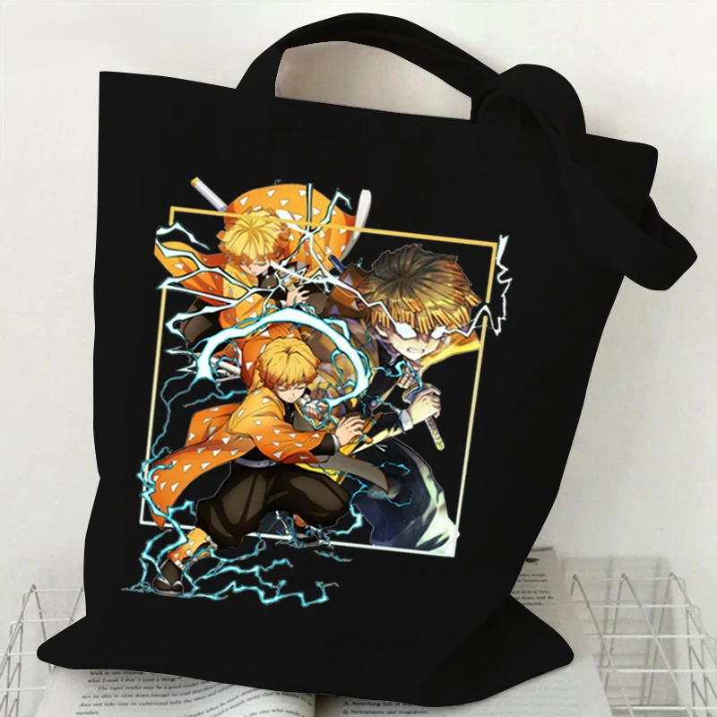 

Hip Hop Demon Slayer Anime Canva Bag Ladies Shopper Bag Vintage Ripstop Backpacks Korean Trendy Kimetsu No Yaiba Teen Beach Bag