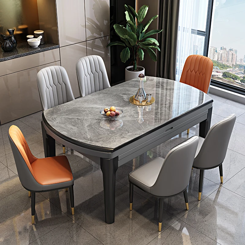 Nordic Luxury Dining Table Extendable White Protective Designer Dining Table White Newclassic Mesas Comedor Extensibles Muebles