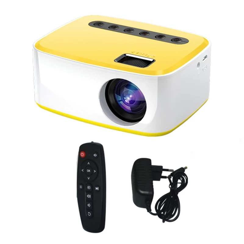 

T20 Mini Projector Same-Screen Version Portable USB HD LED Projector Home Media Video Player Projector EU Plug Yellow