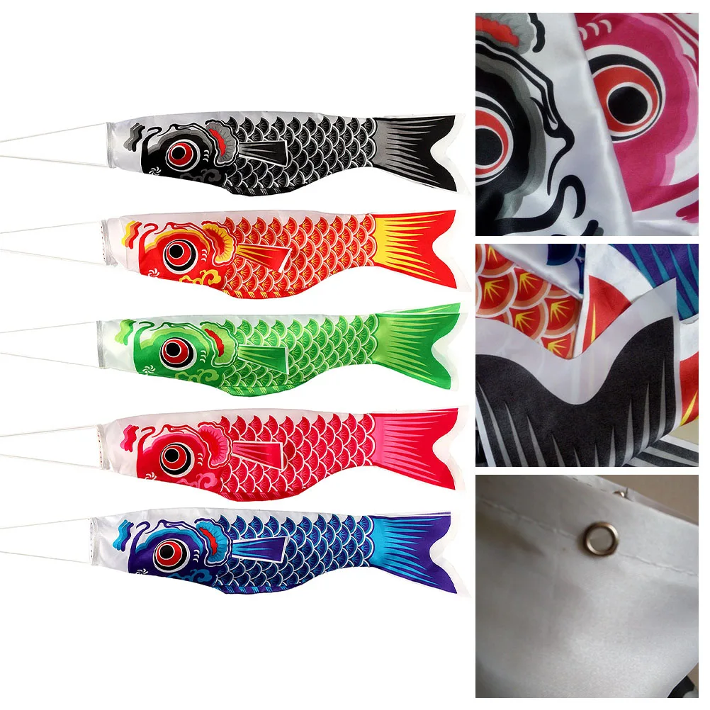 

5PCS Japanese Carp Flag Decor Japanese Style Gentle Wind Fish Flag Colorful 70cm Random Color 55cm