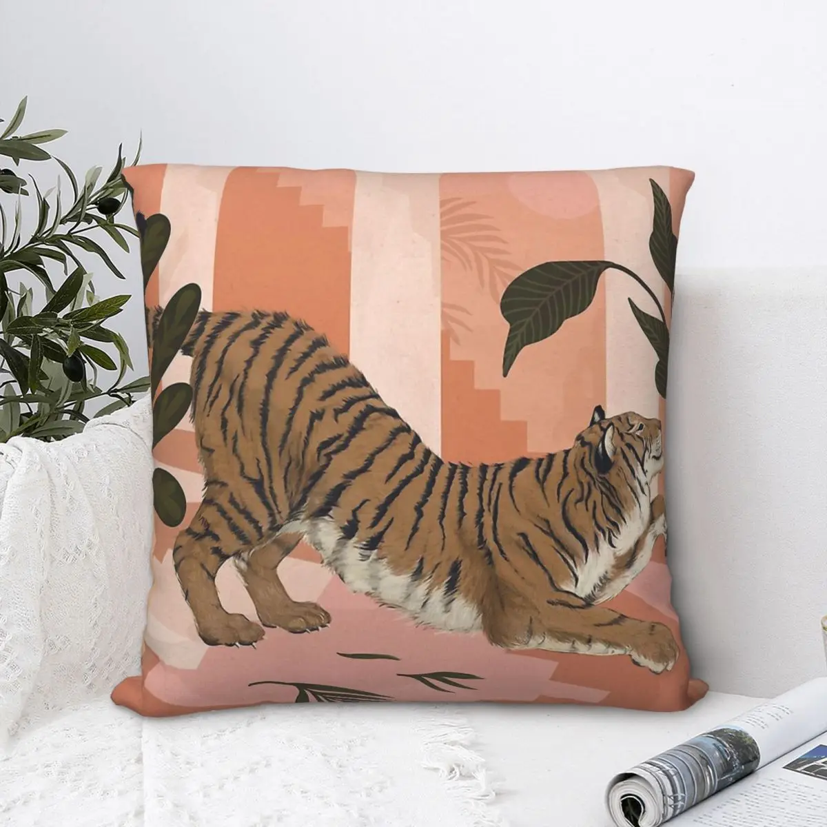 

Easy Tiger Throw Pillow Case Tiger Cushion Home Sofa Chair Print Decorative Hug Pillowcase