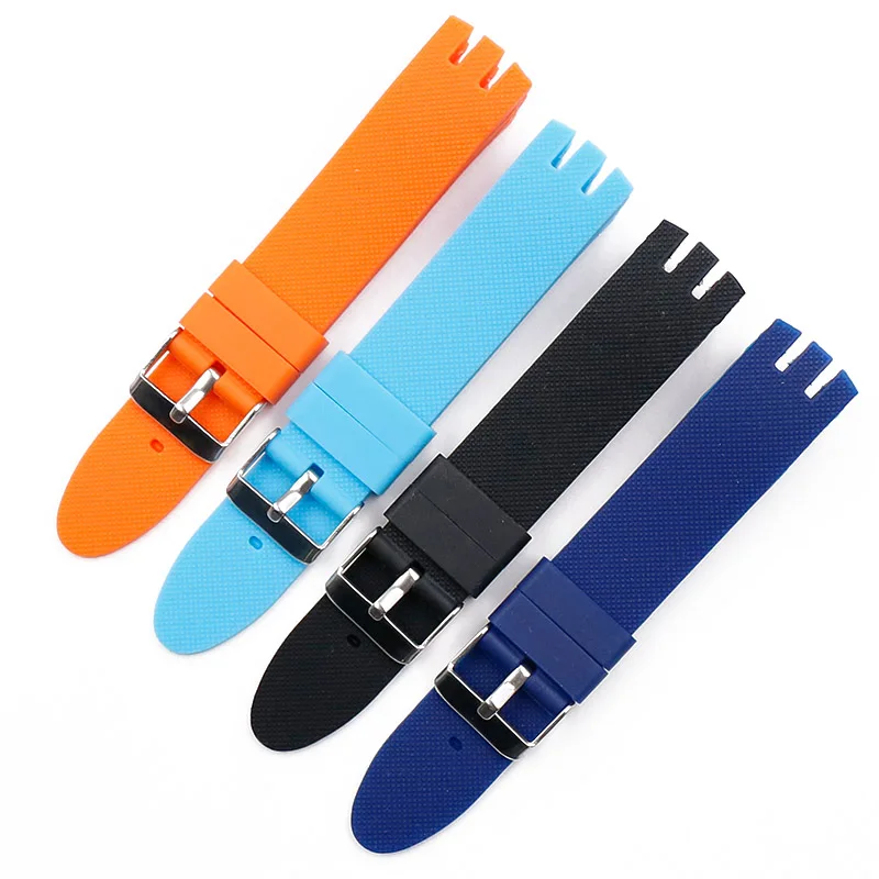 

Ремешок силиконовый для часов Swatch YTS401 402 409 713 YTB400, резиновый браслет с пряжкой с язычком, аксессуары для часов