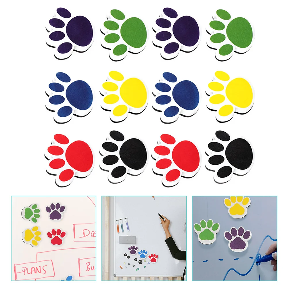 

12 Pcs Cat's Paw Whiteboard Eraser Magnetic Erasers Teacher Gift Portable Classroom Supplies Eva Small Accessories Child