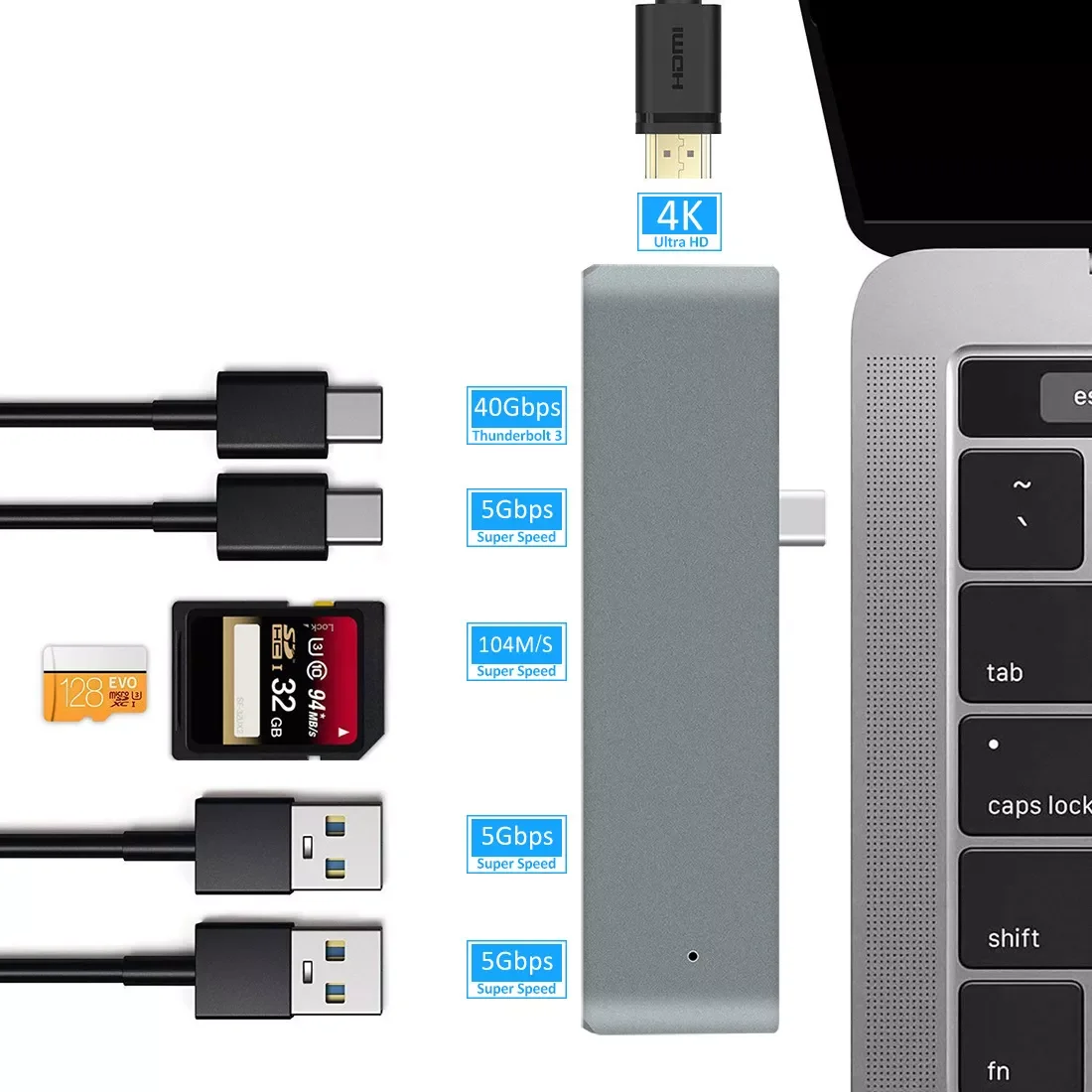 

5-in-1 USB C Hub Portable Type C Hub 7-in-1 USB 3.0 SD TF Card Reader Adaptors USB C Splitter For MacBook Pro 2016