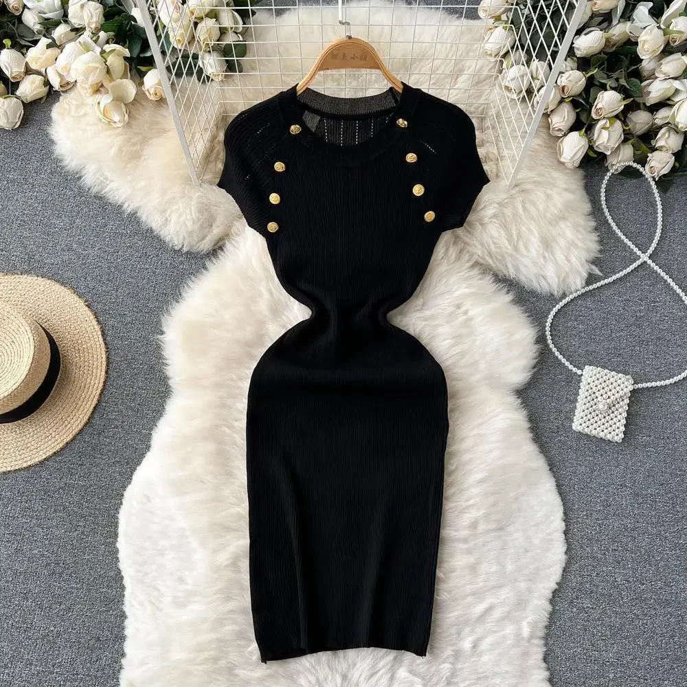Утягивающее трикотажное платье с короткими рукавами летняя женская одежда