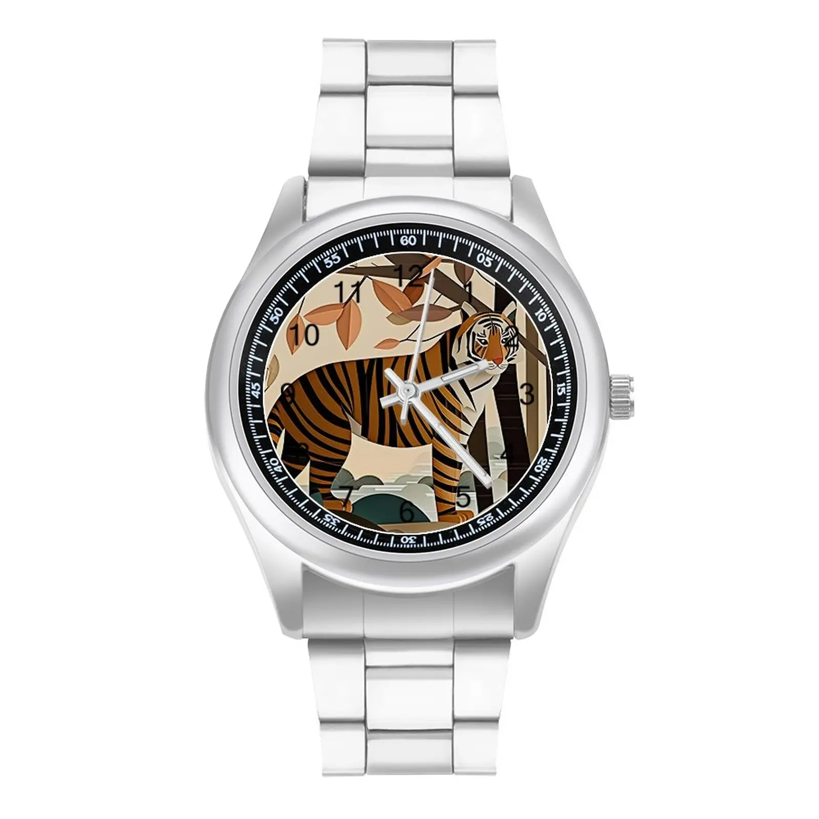

Tiger Quartz Watch Modern Art Style Vibrant Illustration Travel Stylish Wrist Watch Stainless Photo Promotion Female Wristwatch