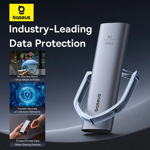 【Новая распродажа】Baseus M2 SSD-корпус 10 Гбит/с NVMe Protocol M.2 to USB Type C 3.2 Gen2 8TB Металлический внешний адаптер NVME SSD Case