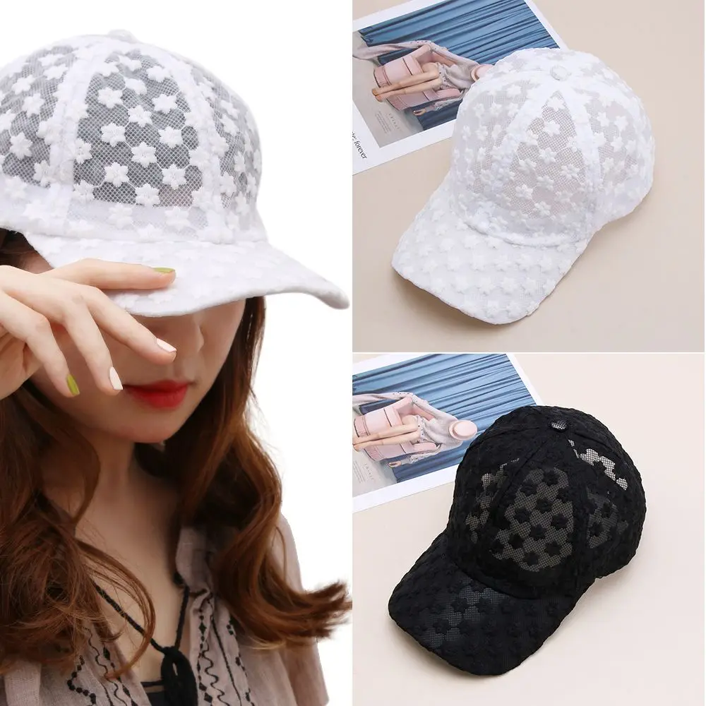 

Hollow Lace Flower Baseball Cap Summer Anti UV Breathable MeshHats Summer Sports Caps Snapback Floral Hat Women Girls