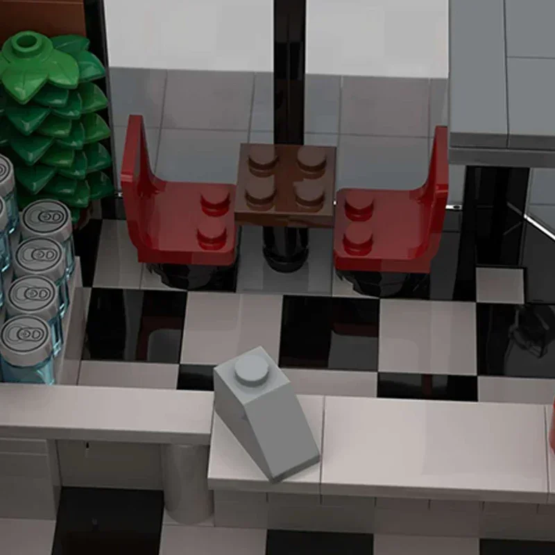 Модель City Street View Moc строительные кирпичи кебаб магазин пиццы технология