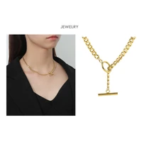 new cuban necklace gold simple necklace clothing accessories clavicle side chain titanium steel jewelry ot buckle texture gift