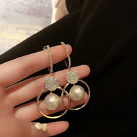 korean new fashion imitation pearl drop earrings for women butterfly owl zircon oversized earring wedding party jewelry