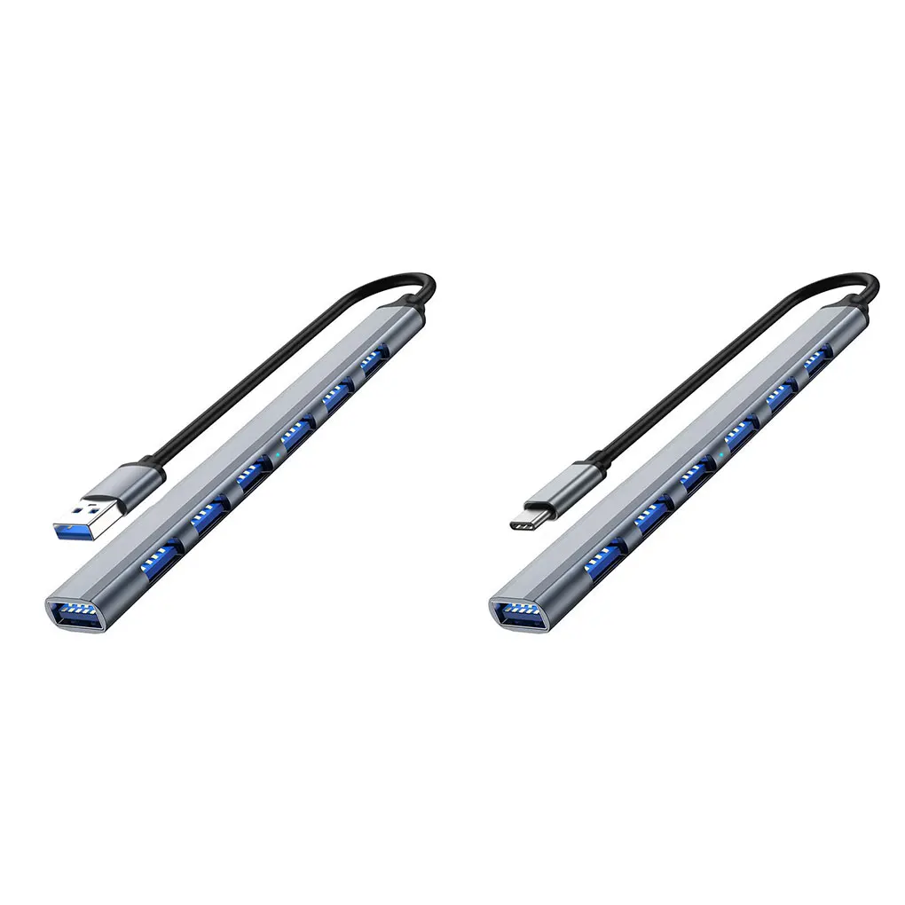 

USB Splitter Firmness Port Expander Type-C Quick Response Multiple Hubs Interface Adapter Type-c 7 Ports Gray
