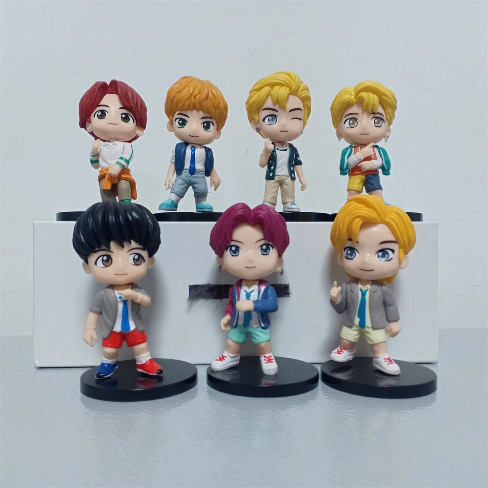 

7pcs/set Kawaii New Bangtan Boys Groups A.R.M.Y Action Figurines Dolls Cute KPOP Star TOP Group Figure Model Toys Gift for Girls