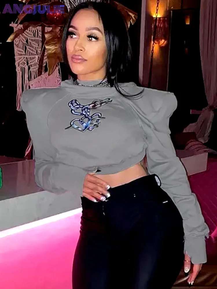 

Angjulie Aesthetic Clothes Cyber Y2K Hoodies Women Long Sleeve Backless Hollow Out Print Casual Street Personality Trending Tops