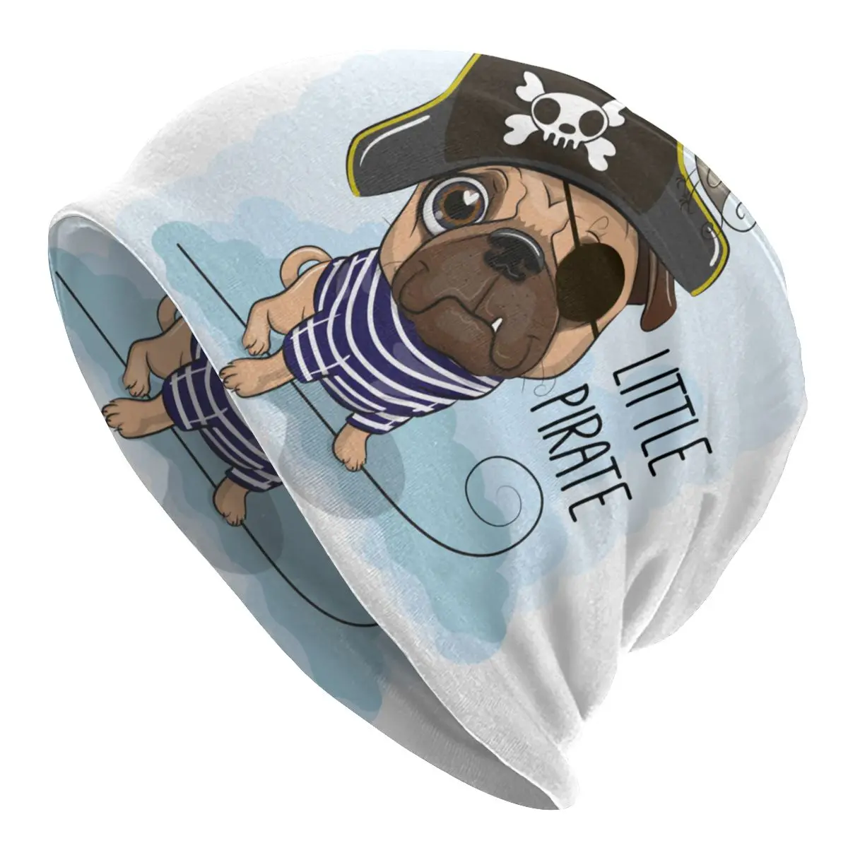 

Unisex Winter Warm Bonnet Homme Knitting Hats Street Funny Little Pirate Pug Dog Beanie Cap Outdoor Cartoon Puppy Beanies Caps