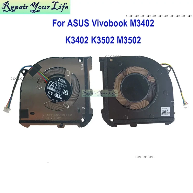 Фото Вентилятор охлаждения процессора для ноутбуков ASUS Vivobook S14 K3402 M3402 RA S15 M3502 K3502 ZA, радиатор охлаждения 13NB0XA0T01011 DFSCK22D05883D №1
