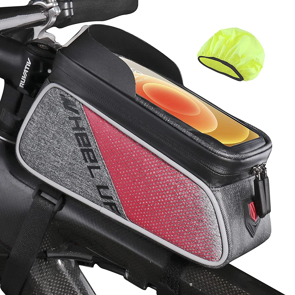

Сумка на переднюю раму велосипеда, сумка для телефона с верхней трубкой, водонепроницаемая сумка для телефона для дорожного горного велоси...