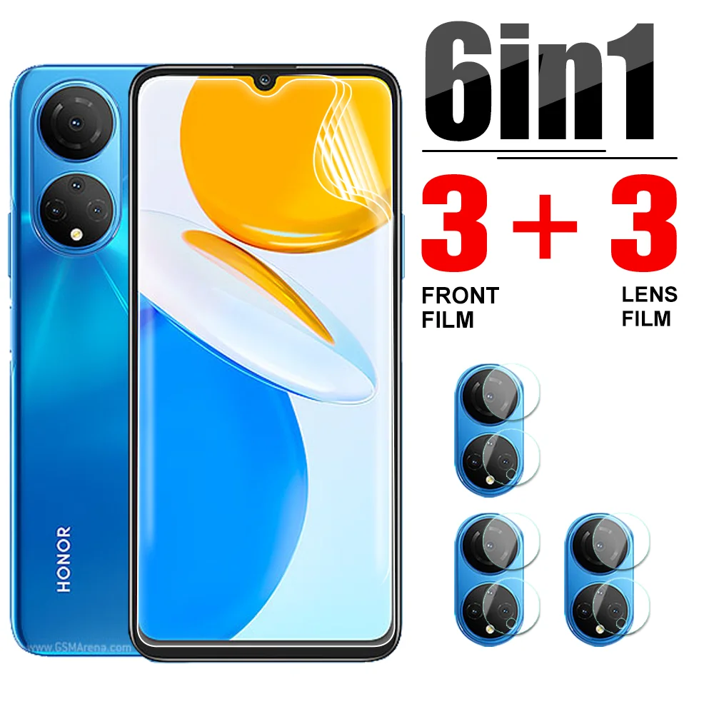 

6 в 1, Защита экрана для Honor X7 HonorX7, 6,74 дюйма, Гидрогелевая пленка, не стекло для телефонов Xonor X 7 HonerX, Защитная пленка для объектива камеры