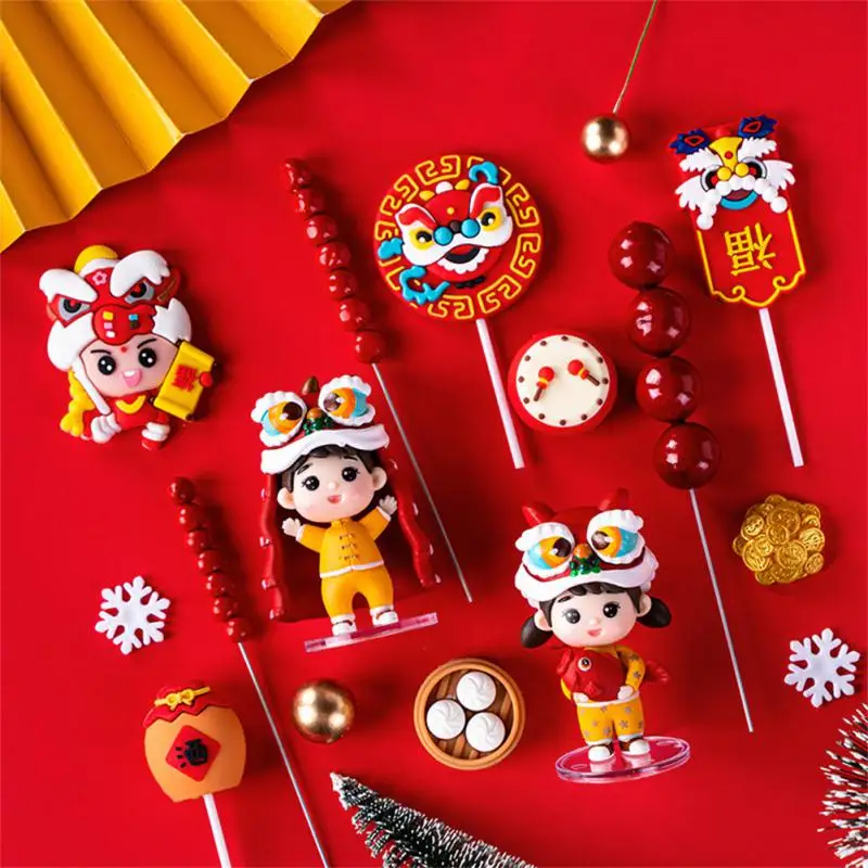 

Украшение для торта в китайском стиле, Топпер для торта с днем рождения, десерт, танцевальный декор с Львом