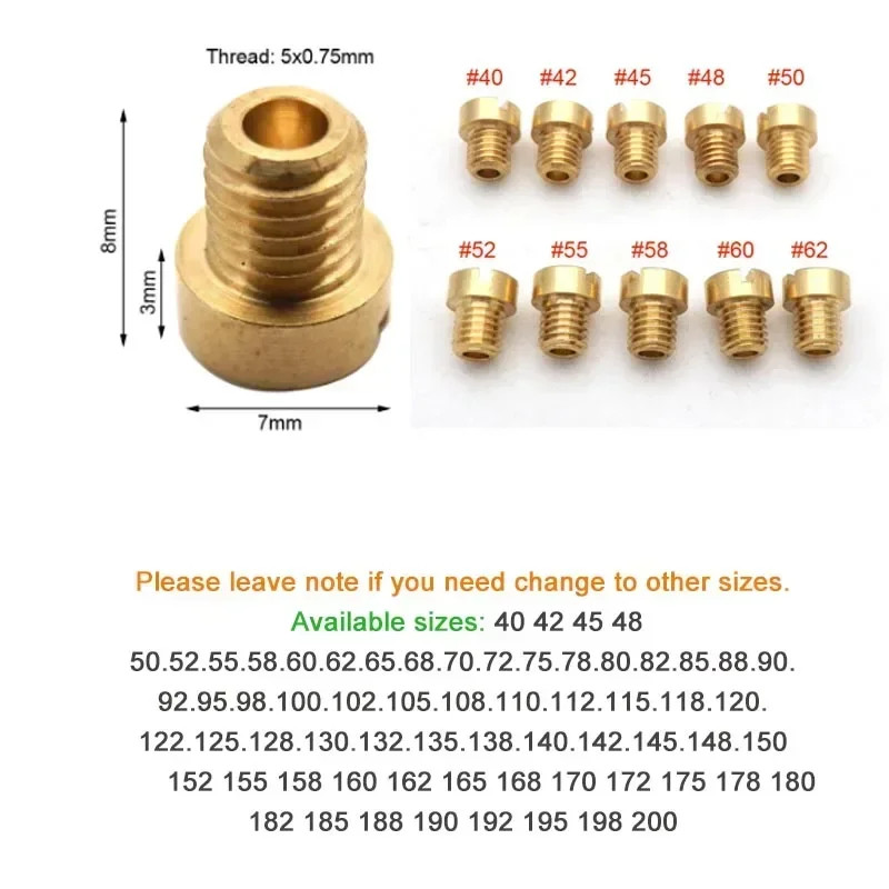 

10 шт. настраиваемые основные жиклеры карбюратора определенного размера, медленные пилотные жиклеры M4 M5 M6 для PWK Mikuni Keihin DellOrto FCR