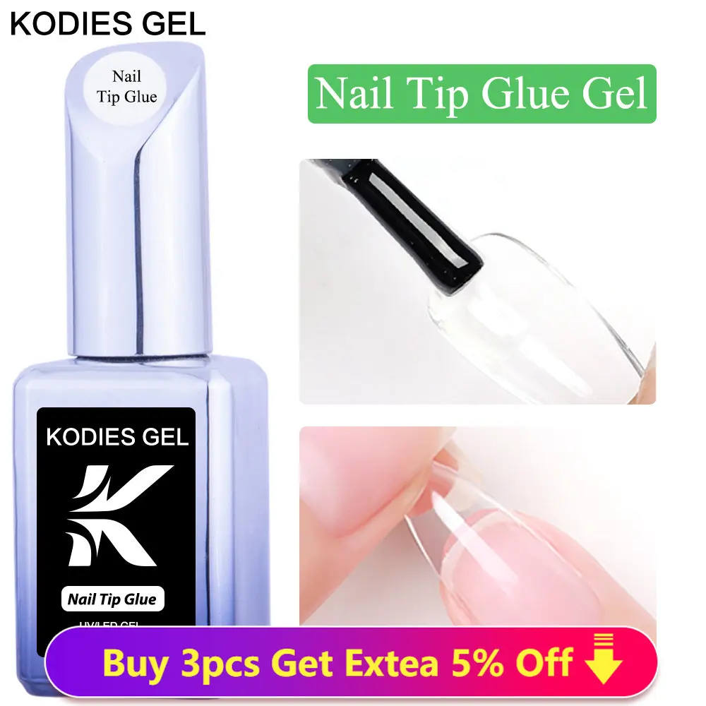 

KODIES GEL Nail Glue Professional Glue for False Nails 15ML Strong Hold Water Resistant UV Gel Polish Manicure Gellac Art
