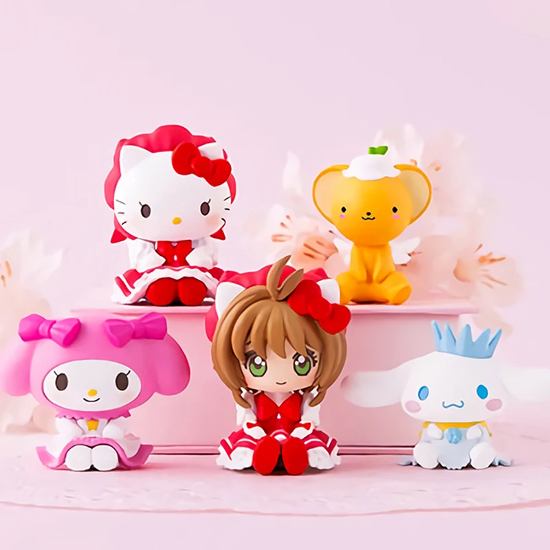 

Sanrio Hello Kitty Anime Figure Gashapon Cinnamoroll Kinomoto Sakura Cinnamoroll Ornaments Kawaii Doll Peripherals Toys Gifts