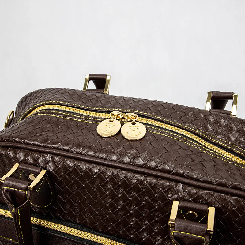 Playeagle PU Leather Woven Golf Boston Bag Gym Sports Luggage Tote Duffle Bags For Men