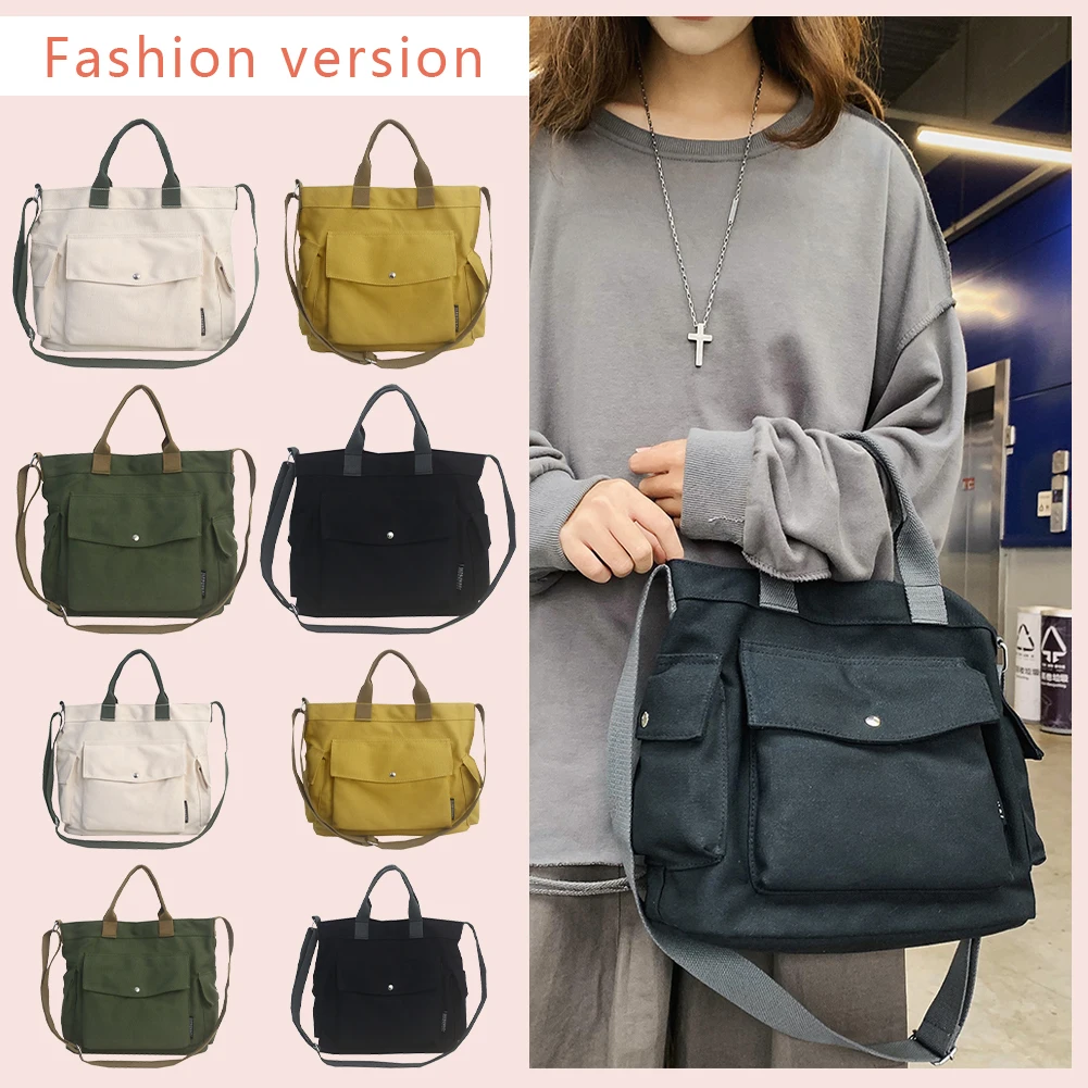 

Canvas Female Hand Bag Large Capacity Underarm Bag Casual Fashion Adjustable Strap Simple Portable Elegant for Weekend Vacation