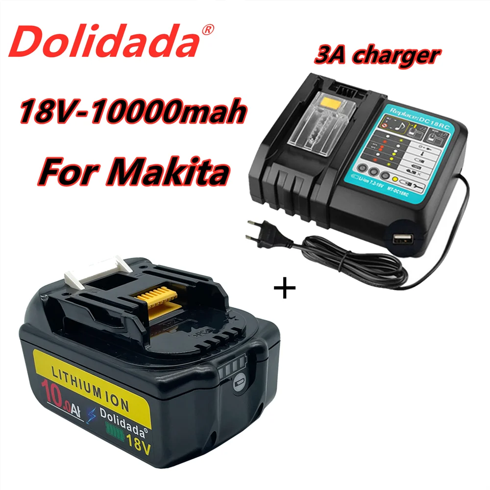 

Аккумуляторная батарея Makita bl1860, 18 в, 10000 мАч, литий-ионный аккумулятор bl1840, bl1850, bl1830, bl1860b, LXT 400 + зарядное устройство