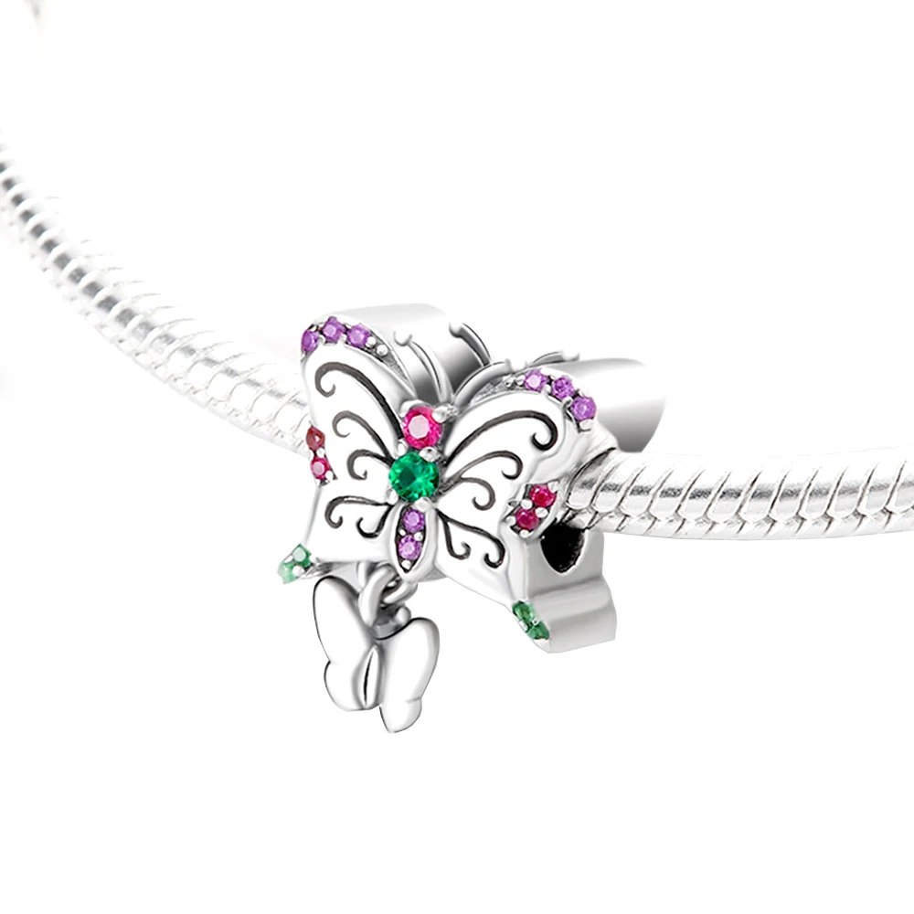 ChimS-Collection de bracelets et de colliers en argent 925 pour femme, papillon, pendentif, perles, bricolage, personnalité, cadeau de fête