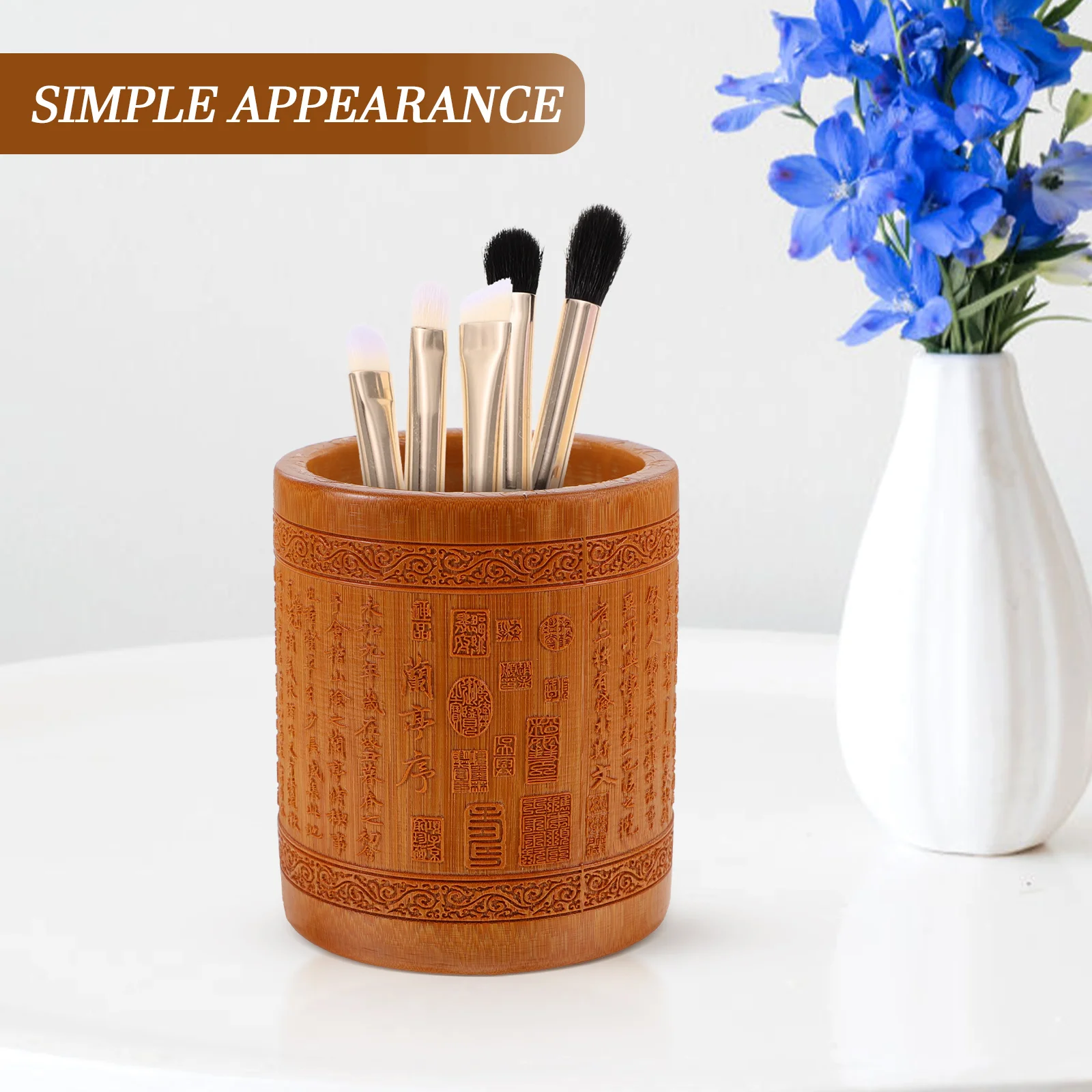 Настольный держатель для ручек рабочий декор бамбуковый горшок кисть письма