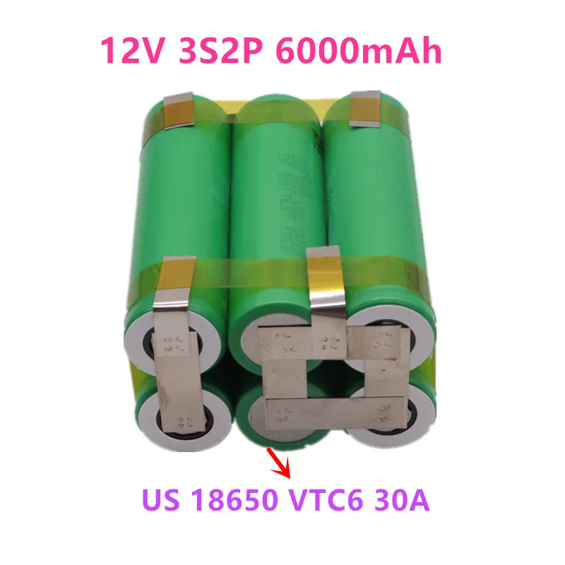 

VTC6 12V - 21V US18650 6000mAh 30amps for 12.6v Screwdriver Battery Weld Soldering Strip 3S1P 12.6v Battery Pack (customize)