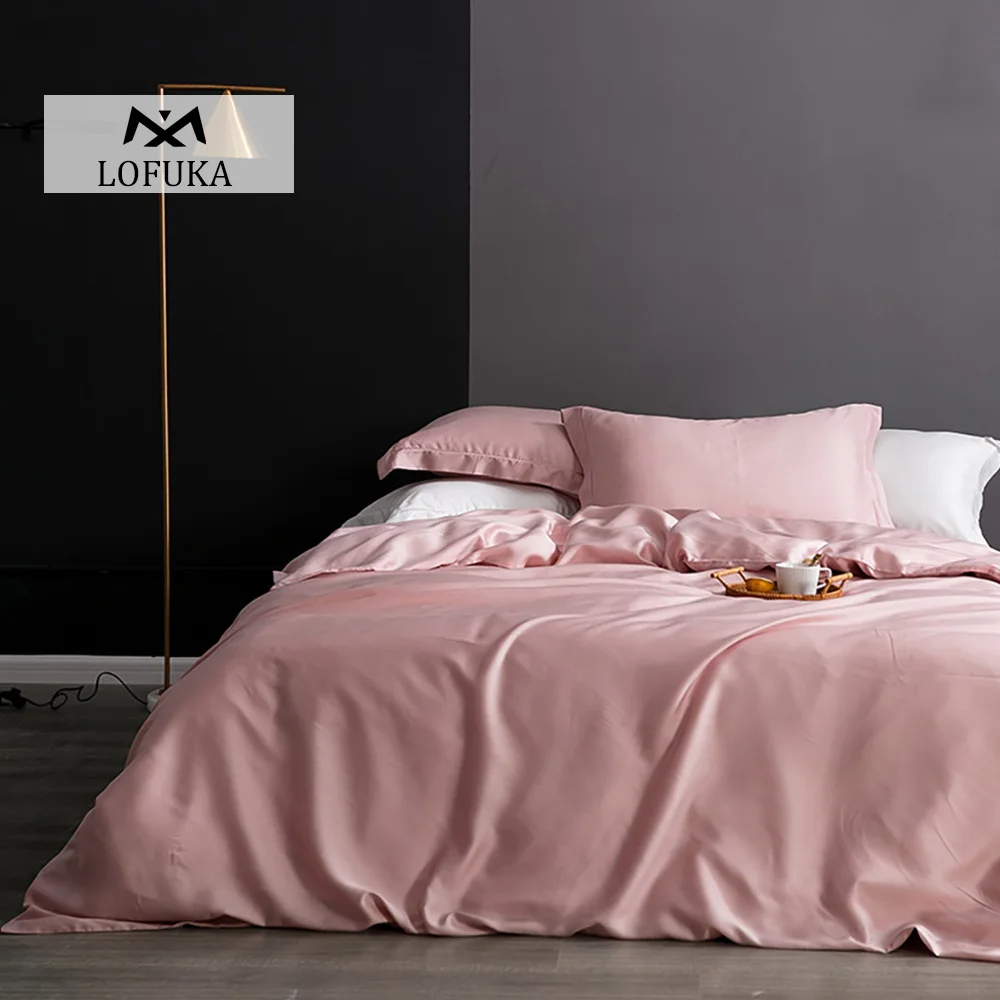 

Lofuka Women Pink 100% Silk Bedding Set Top Grade Silk Queen King Quilt Cover Bed Sheet Fitted Sheet Set Pillowcase For Sleep