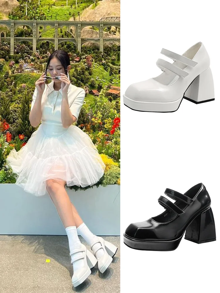 

Jennie lolita shoes mary janes Women's shoes Student Shoes College Girl Student Sweet JK Uniform Mary Jane Shoes High heel women