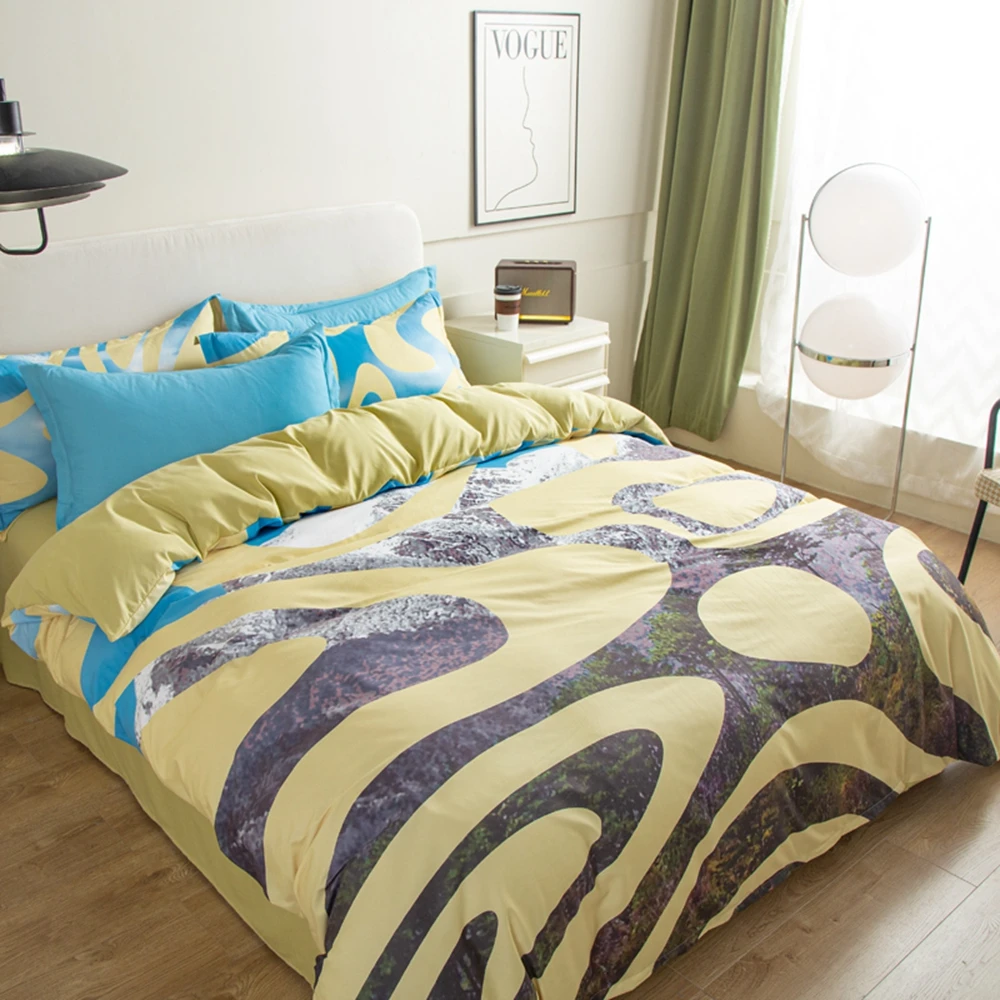 

Высококачественный Комплект постельного белья с цветочным принтом комплект пододеяльников с простыней для девочек Королевский размер housse de couette комплекты постельного белья