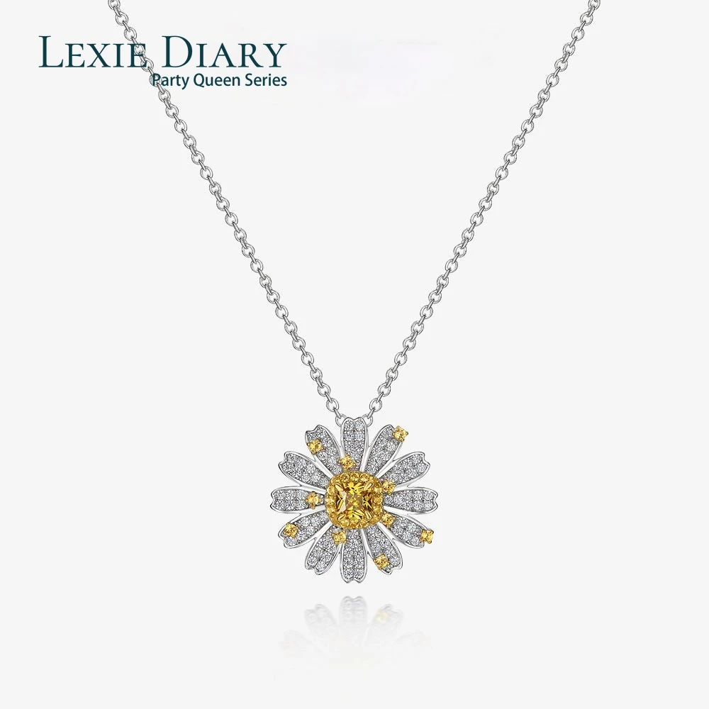 

Lexie Diary 100% 925 Sterling Silver Flower Design Simulated Moissanite Pendant Necklace/Earrings/Ring Jewelry Sets Wedding Gift