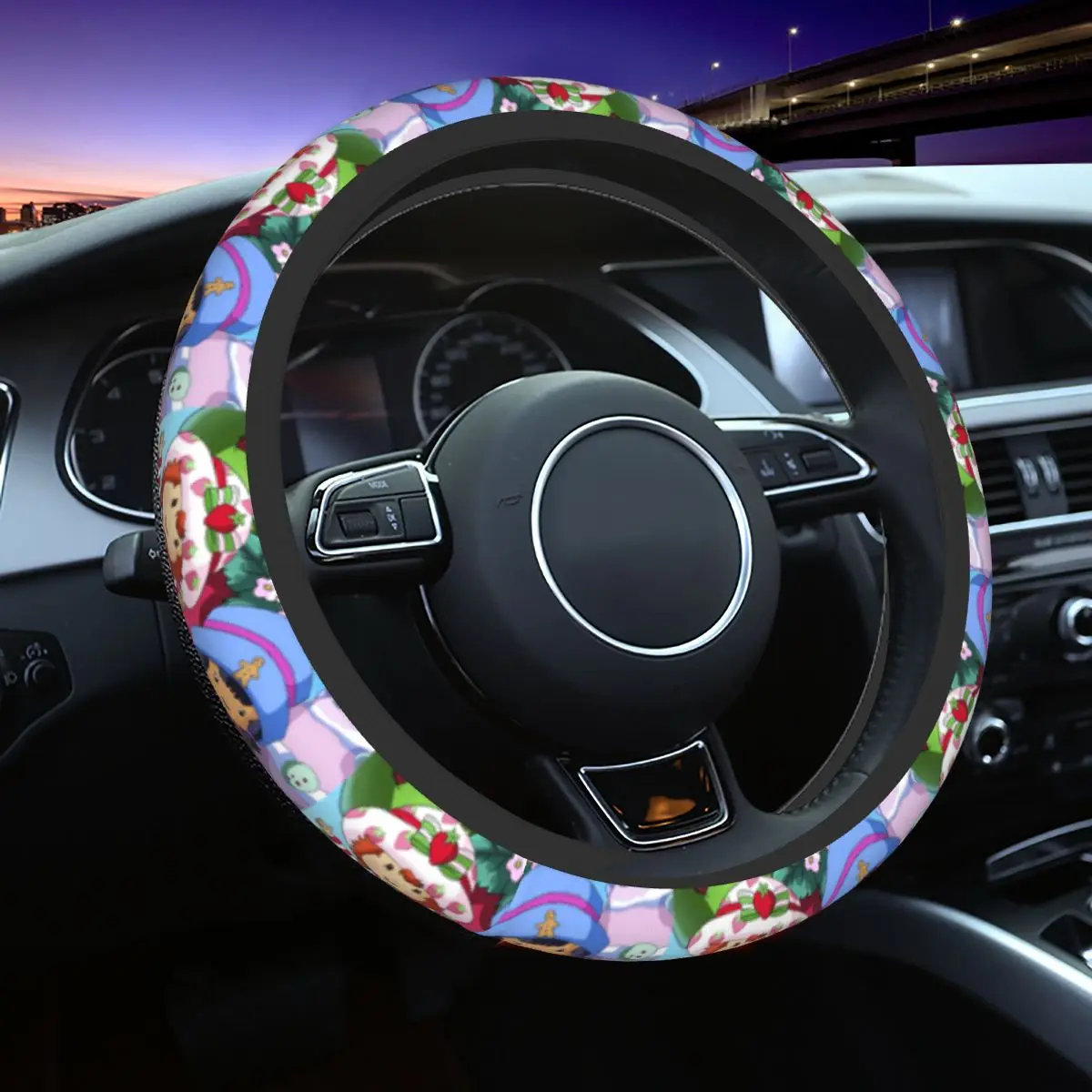 

37-38 Car Steering Wheel Covers Strawberry Shortcake Cartoon Universal Kawaii Friend Car-styling Suitable Car Accessories
