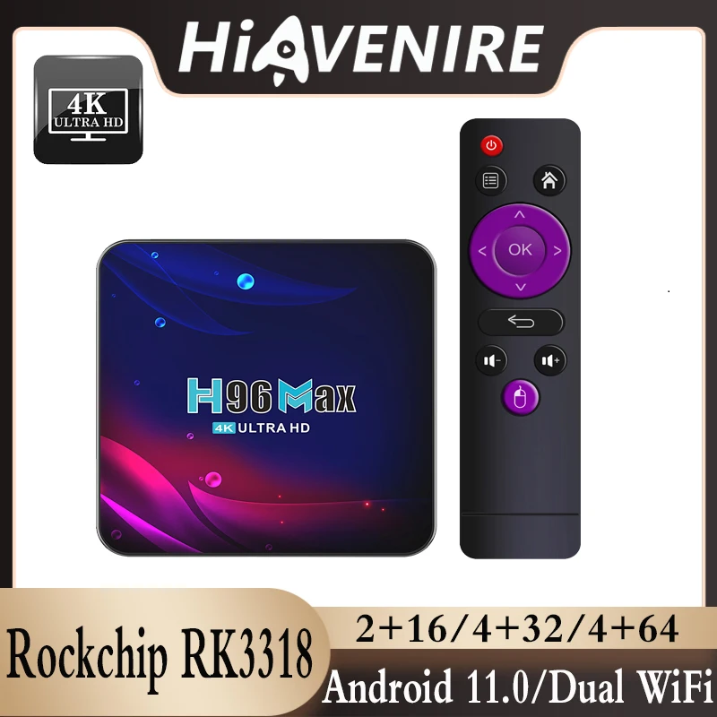 

H96 MAX Smart TV Box Android 11.0 Rockchip RK3318 16G 32G 64G Media Player 2.4G 5G WiFi 4K HDR Set Top Box