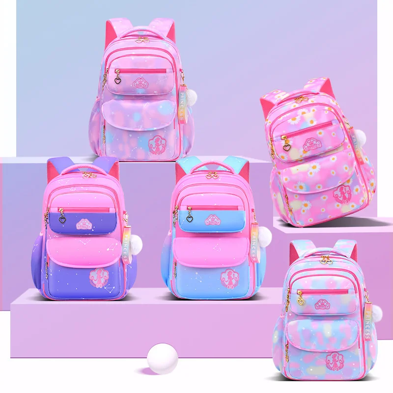 

Orthopedic Primary School Bags for Girls Gradient Color Children's Backpack Large Capacity Kids Lightweight Rucksack Mochila