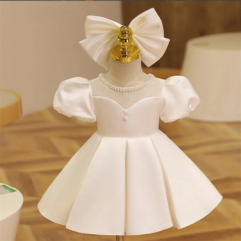 

Вечерние платья для девочек, жемчужно-белое платье принцессы для девочек на свадьбу, платье на 1-й день рождения для маленьких девочек, плать...