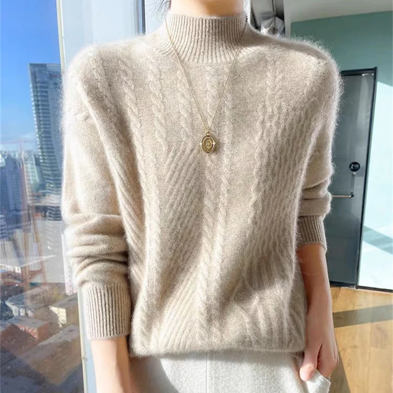 Нежные пуловеры для женщин новинка 2024 джемперы с полувысоким воротником